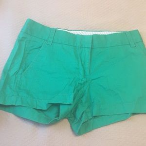 Jcrew green broken in chino shorts. Size 0